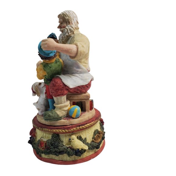 Three Hands Corp Santa's Workshop w/Little Boy & Puppy Musical Figurine 9 1/2" - Picture 3 of 6